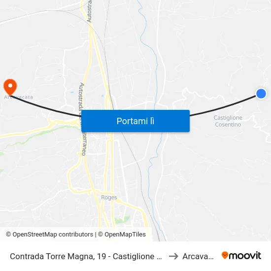 Contrada Torre Magna, 19 - Castiglione Cosentino to Arcavacata map