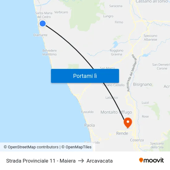 Strada Provinciale 11 - Maiera to Arcavacata map