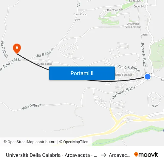 Università Della Calabria - Arcavacata - Rende to Arcavacata map