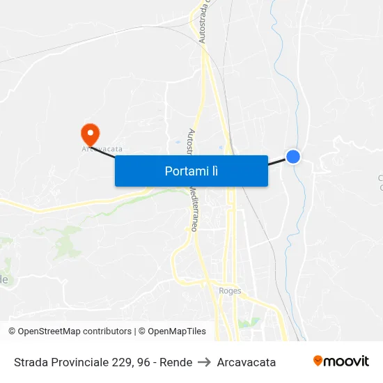 Strada Provinciale 229, 96 - Rende to Arcavacata map