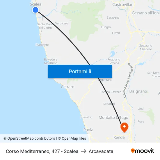 Corso Mediterraneo, 427 - Scalea to Arcavacata map