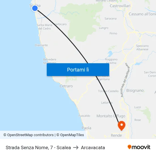 Strada Senza Nome, 7 - Scalea to Arcavacata map