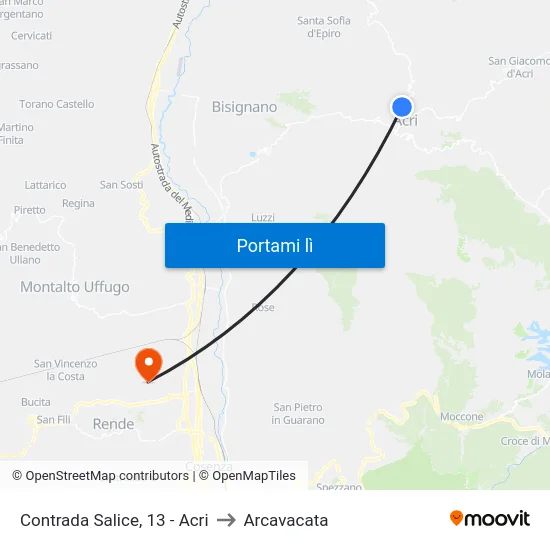 Contrada  Salice, 13 - Acri to Arcavacata map