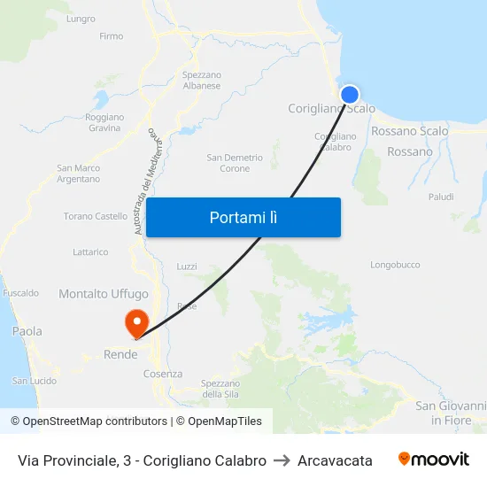 Via  Provinciale, 3 - Corigliano Calabro to Arcavacata map