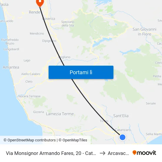 Via Monsignor Armando Fares, 20 - Catanzaro to Arcavacata map