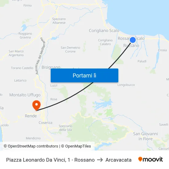 Piazza Leonardo Da Vinci, 1 - Rossano to Arcavacata map