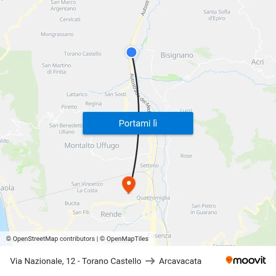 Via Nazionale, 12 - Torano Castello to Arcavacata map