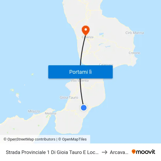 Strada Provinciale 1 Di Gioia Tauro E Locri, 15 - Gerace to Arcavacata map