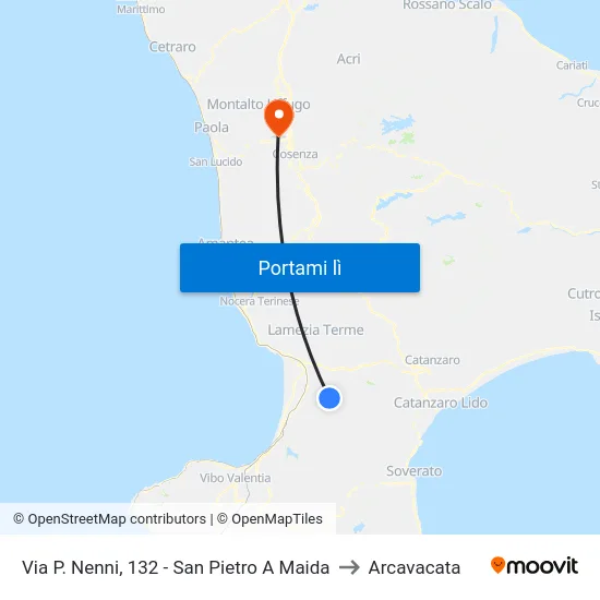 Via P. Nenni, 132 - San Pietro A Maida to Arcavacata map