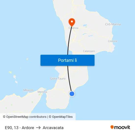 E90, 13 - Ardore to Arcavacata map
