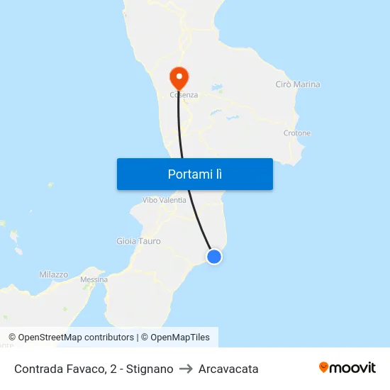 Contrada Favaco, 2 - Stignano to Arcavacata map