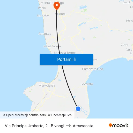 Via Principe Umberto, 2 - Bivongi to Arcavacata map