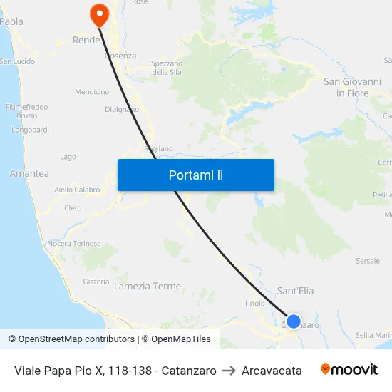 Viale Papa Pio X, 118-138 - Catanzaro to Arcavacata map