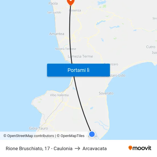 Rione Bruschiato, 17 - Caulonia to Arcavacata map