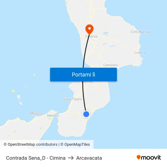 Contrada Sena_D - Cimina to Arcavacata map