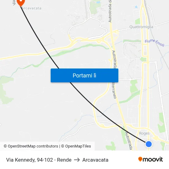 Via Kennedy, 94-102 - Rende to Arcavacata map