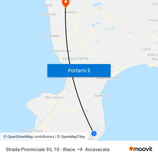 Strada Provinciale 93, 10 - Riace to Arcavacata map