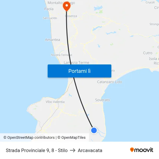 Strada Provinciale 9, 8 - Stilo to Arcavacata map