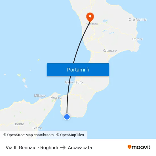 Via III Gennaio - Roghudi to Arcavacata map