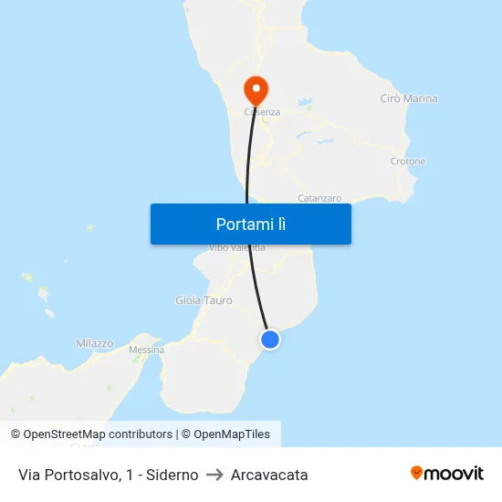 Via Portosalvo, 1 - Siderno to Arcavacata map