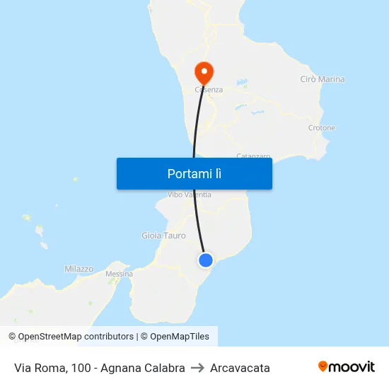 Via Roma, 100 - Agnana Calabra to Arcavacata map