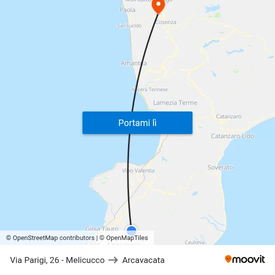 Via Parigi, 26 - Melicucco to Arcavacata map