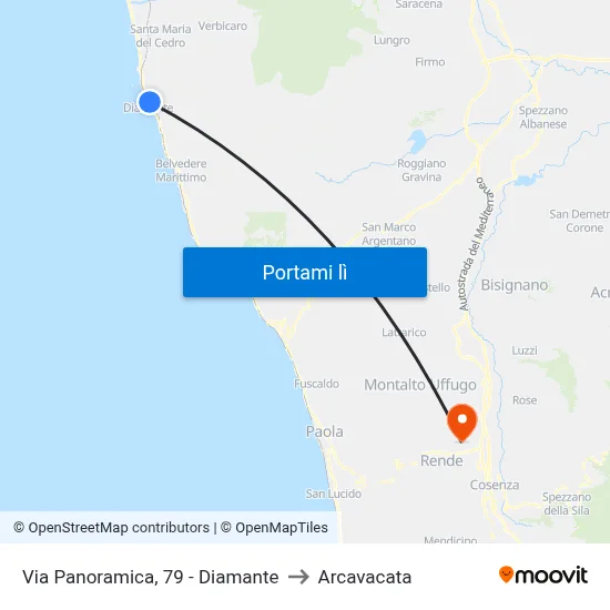 Via Panoramica, 79 - Diamante to Arcavacata map
