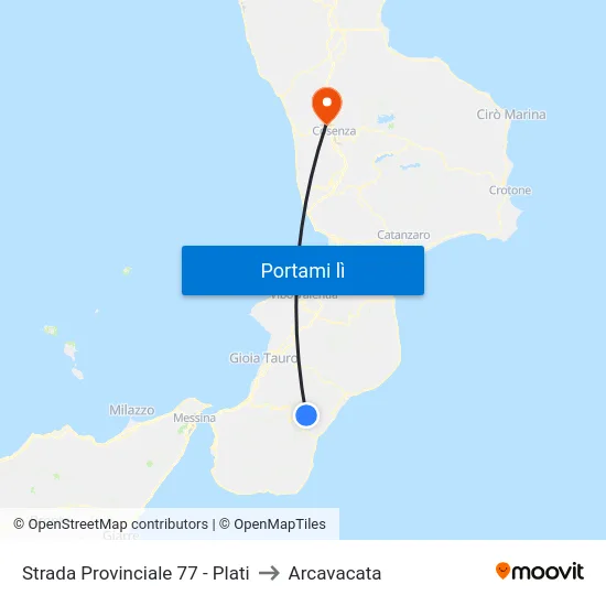 Strada Provinciale 77 - Plati to Arcavacata map