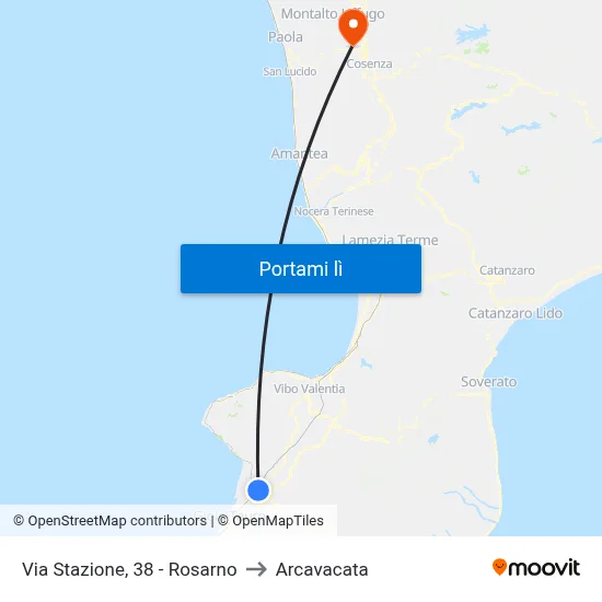 Via Stazione, 38 - Rosarno to Arcavacata map