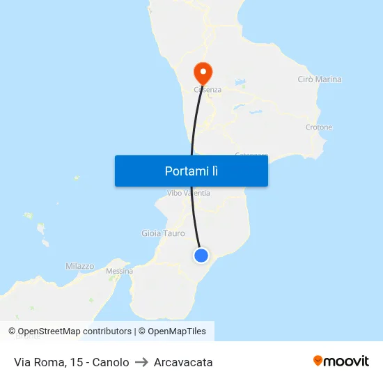 Via Roma, 15 - Canolo to Arcavacata map