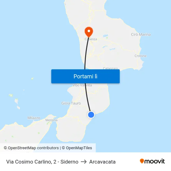 Via Cosimo Carlino, 2 - Siderno to Arcavacata map