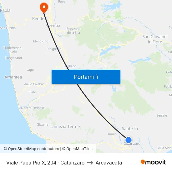 Viale Papa Pio X, 204 - Catanzaro to Arcavacata map
