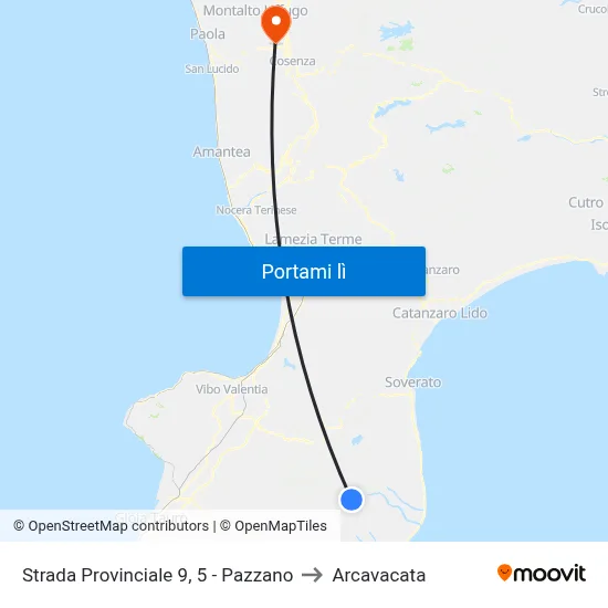 Strada Provinciale 9, 5 - Pazzano to Arcavacata map