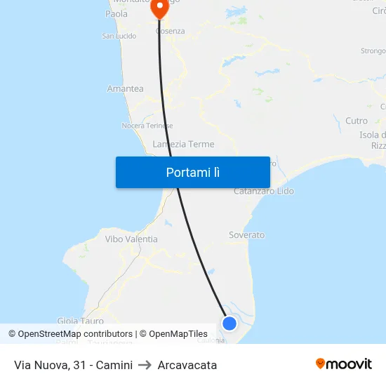 Via Nuova, 31 - Camini to Arcavacata map