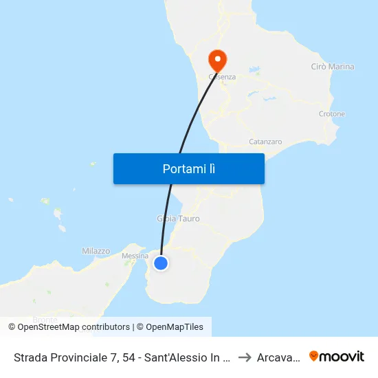 Strada Provinciale 7, 54 - Sant'Alessio In Aspromonte to Arcavacata map