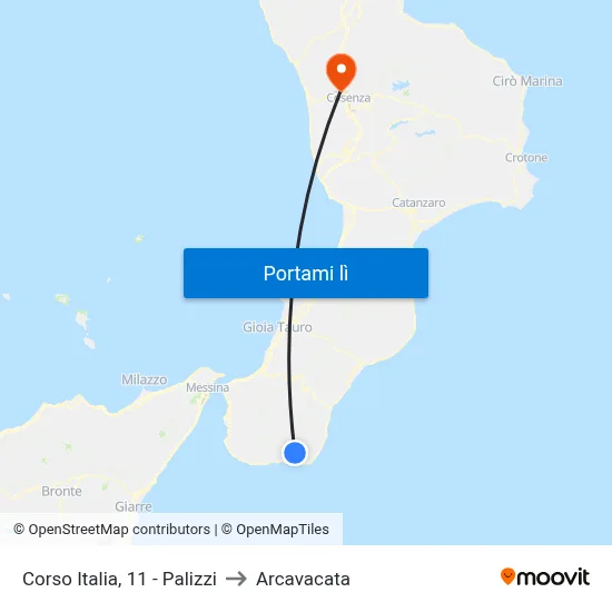 Corso Italia, 11 - Palizzi to Arcavacata map