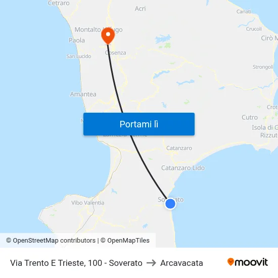 Via Trento E Trieste, 100 - Soverato to Arcavacata map