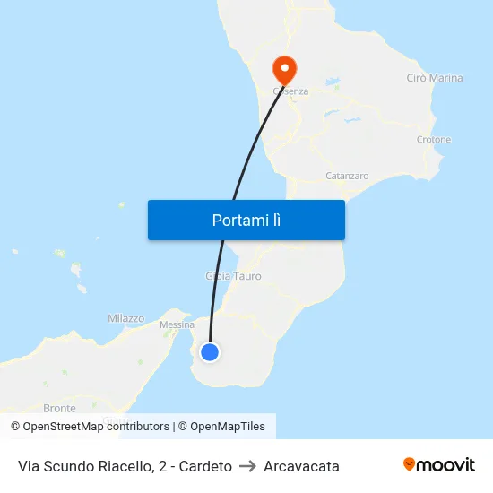 Via Scundo Riacello, 2 - Cardeto to Arcavacata map