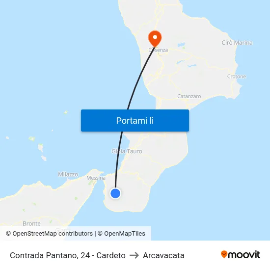 Contrada Pantano, 24 - Cardeto to Arcavacata map