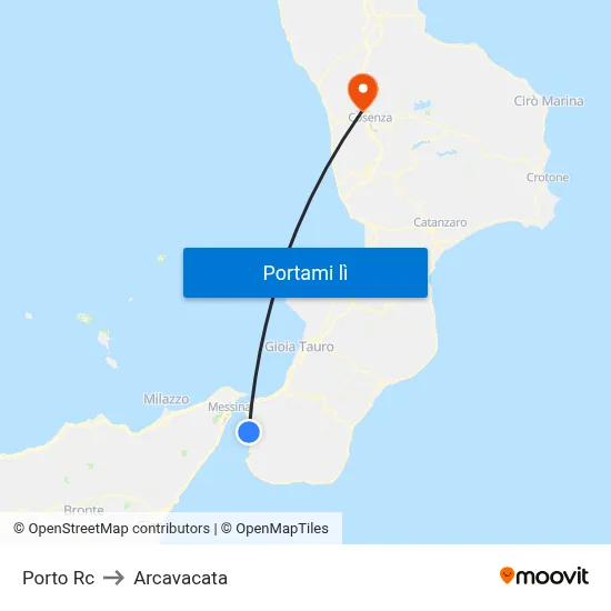Porto Rc to Arcavacata map