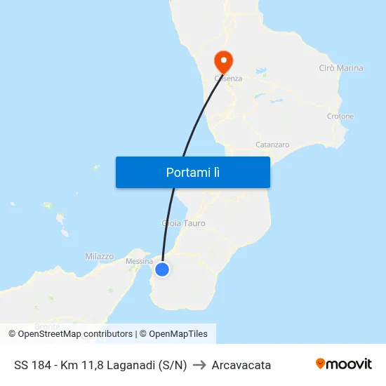 SS 184 - Km 11,8  Laganadi  (S/N) to Arcavacata map