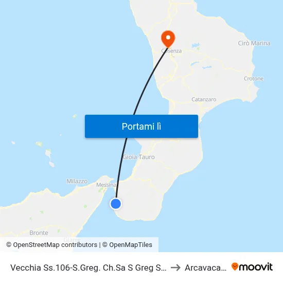 Vecchia Ss.106-S.Greg. Ch.Sa S Greg S/N to Arcavacata map