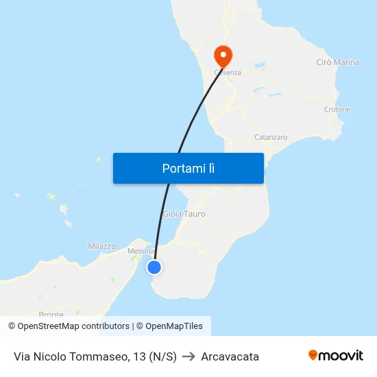 Via Nicolo Tommaseo, 13  (N/S) to Arcavacata map