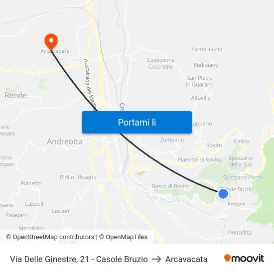 Via Delle Ginestre, 21 - Casole Bruzio to Arcavacata map
