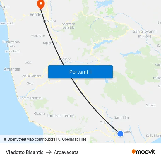 Viadotto Bisantis to Arcavacata map