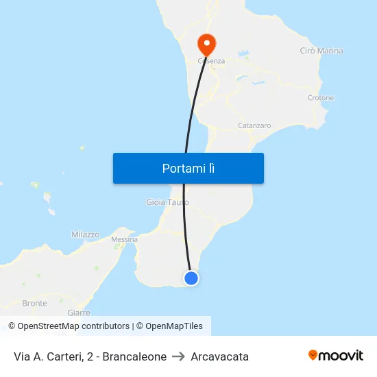 Via A. Carteri, 2 - Brancaleone to Arcavacata map