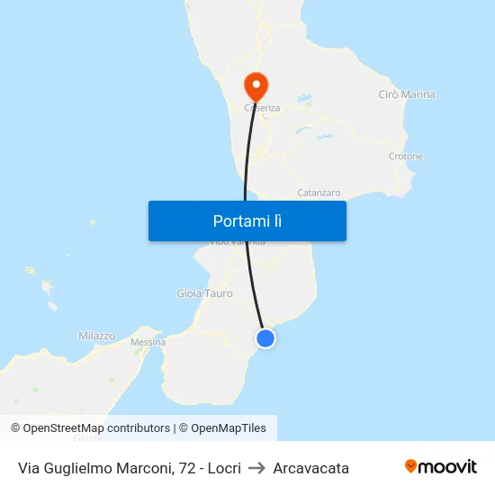 Via Guglielmo Marconi, 72 - Locri to Arcavacata map