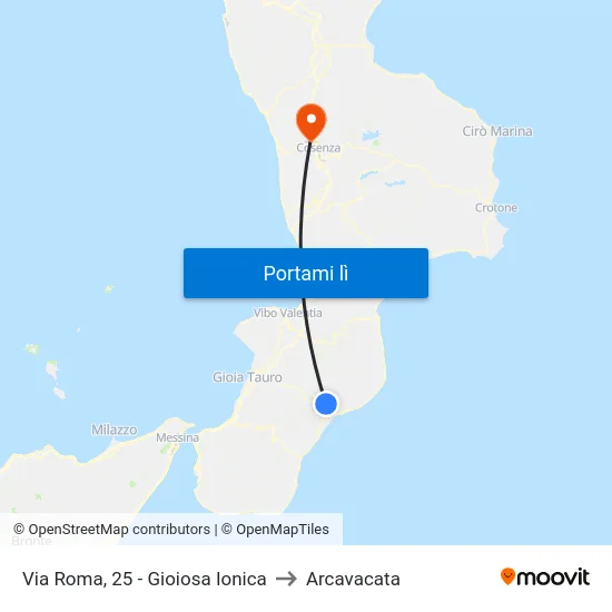 Via Roma, 25 - Gioiosa Ionica to Arcavacata map