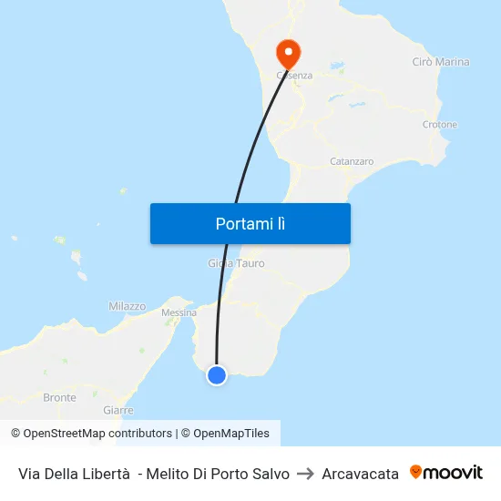 Via Della Libertà  - Melito Di Porto Salvo to Arcavacata map