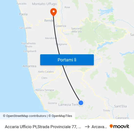 Accaria Ufficio Pt,Strada Provinciale 77, 5 - Serrastretta to Arcavacata map